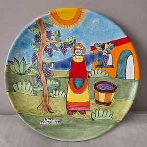 NOT FOR SALE Nino Parrucca Italian Pottery Plate 10" Featuring Girl